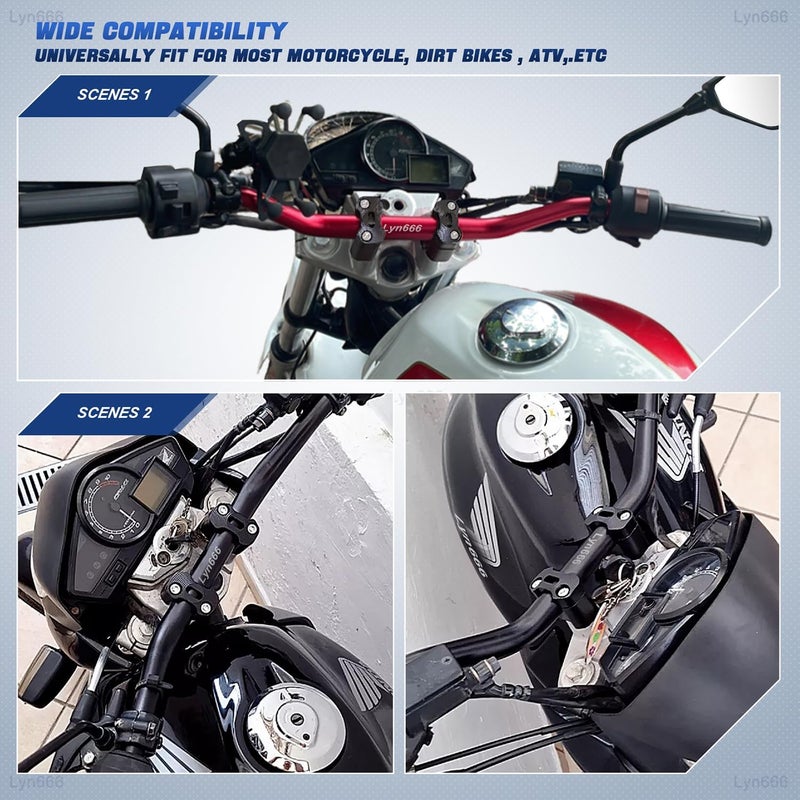 Lyn666 Motorcycle Handlebar Risers Universal Handle Bars Mount Clamps Fit for 1 1/8 inch(28mm) or 7/8 inch (22mm) handlebar of Motorcycle Dirt Bike ATV, Black - Image 4